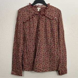 Hinge Button Front Popover Blouse Top Size 1 Cottagecore Western